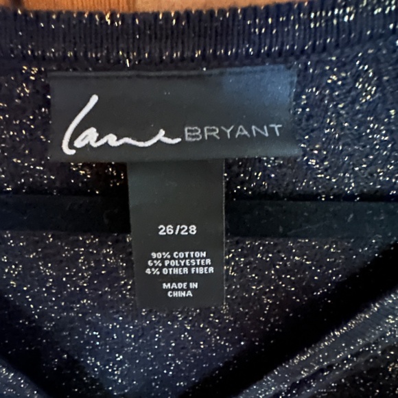 Lane Bryant 26/28 Black & Gold Metallic Knit Faux Wrap Surplice Sweater Dress - Picture 4 of 4